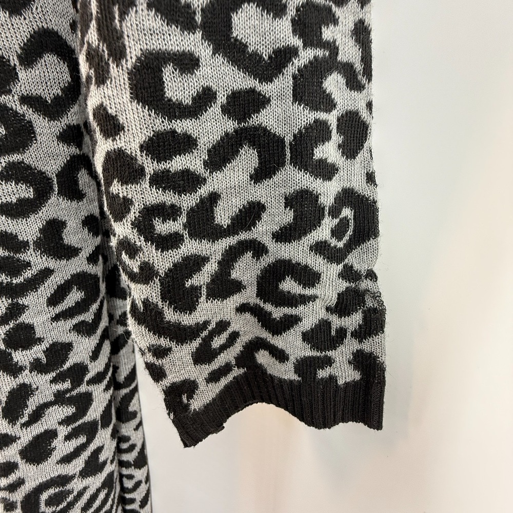 Domani Women Animal Print Long Open Front Cardigan Sweater Gray 3X Duster - Picture 4 of 10